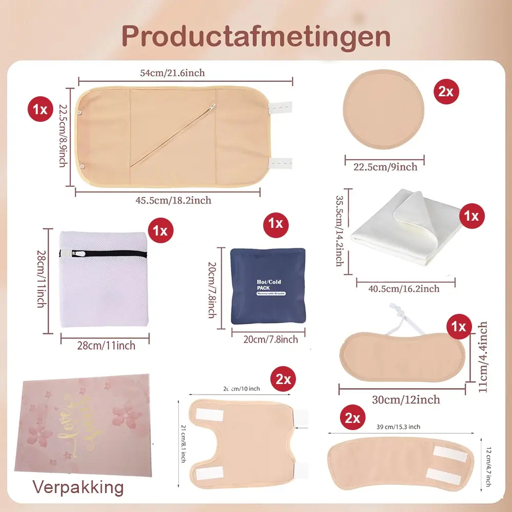 Castor Olie Pack Set Compleet – 12-Delig – 100% Biologisch Katoen – Voor Buik, Nek, Borsten, Knieën, Armen, Benen & Voeten - Afbeelding 12