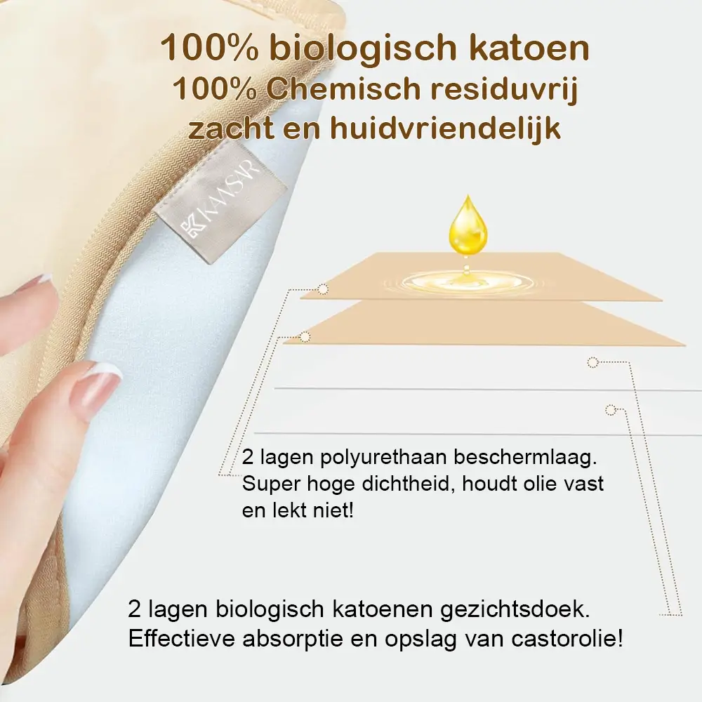 Castor Olie Pack Set Compleet – 12-Delig – 100% Biologisch Katoen – Voor Buik, Nek, Borsten, Knieën, Armen, Benen & Voeten - Afbeelding 9